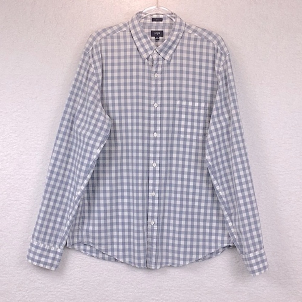 J. Crew Men’s Size XL Slim Fit Long Sleeve Button Down Gingham Print Shirt.